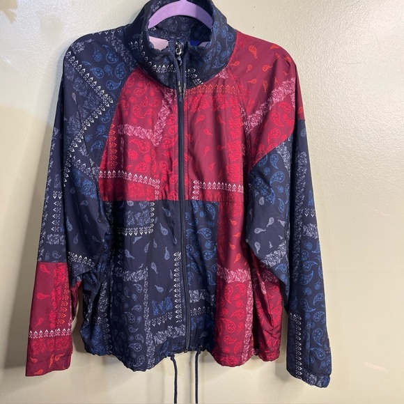 Joy Lab Red and Blue Paisley Lightweight Windbreaker jacket Size Extra large - Picture 1 of 12